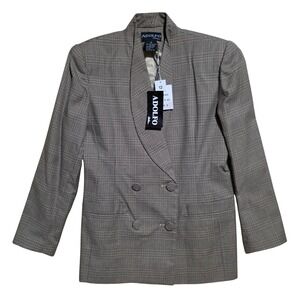 ADOLFO Atelier Women's 12 Plaid Double Breasted Blazer Jacket Vintage 80s Career